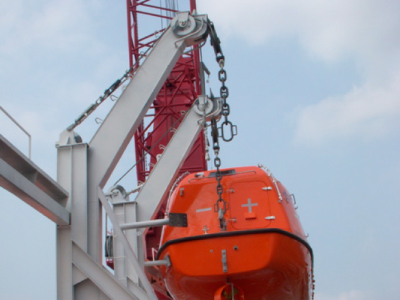 lifeboat off davit hob hang belt crane boat